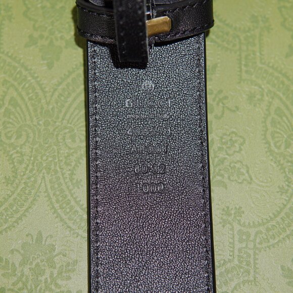 GUCCI Black Grain Leather Interlocking GG 33 mm MARMONT Belt 32/80 - Picture 4 of 4